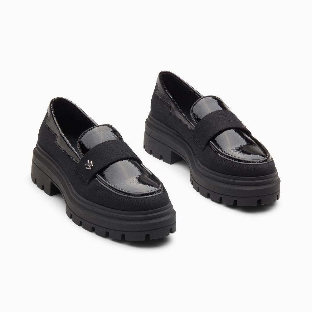 Vanessa Wu Mocassins Lola Noirs à Semelle Crantée