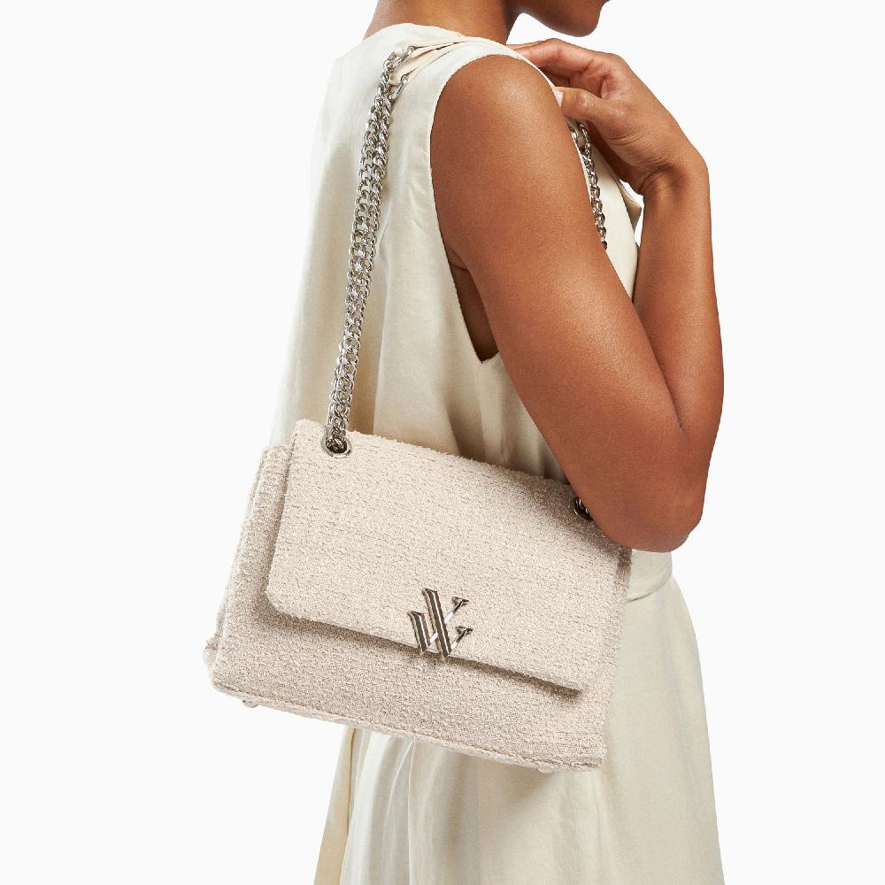 Vanessa Wu Sac à Main Naomi Beige à Chaîne