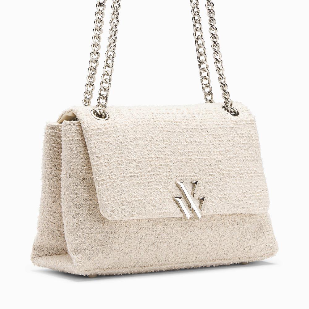 Vanessa Wu Sac à Main Naomi Beige à Chaîne