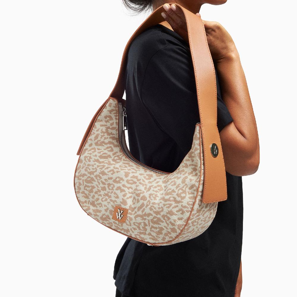 Vanessa Wu Sac Demi-lune Lexie Léopard Beige