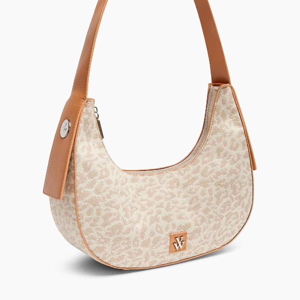 Vanessa Wu Sac Demi-lune Lexie Léopard Beige