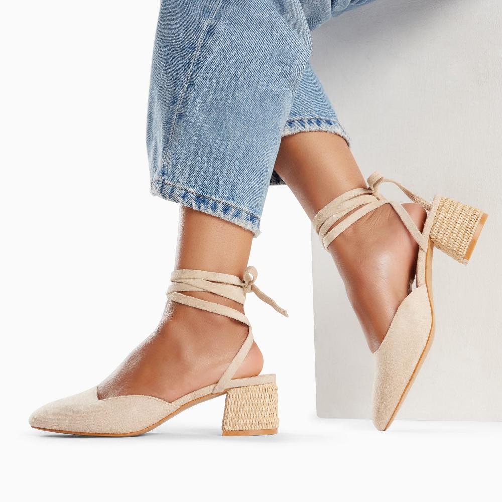 Vanessa Wu Sandales à Talon Inna Beiges à Lacets