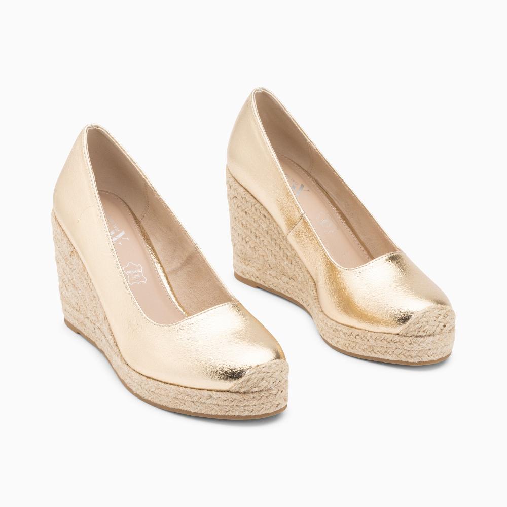 Vanessa Wu Sandales Compensées Louison Or