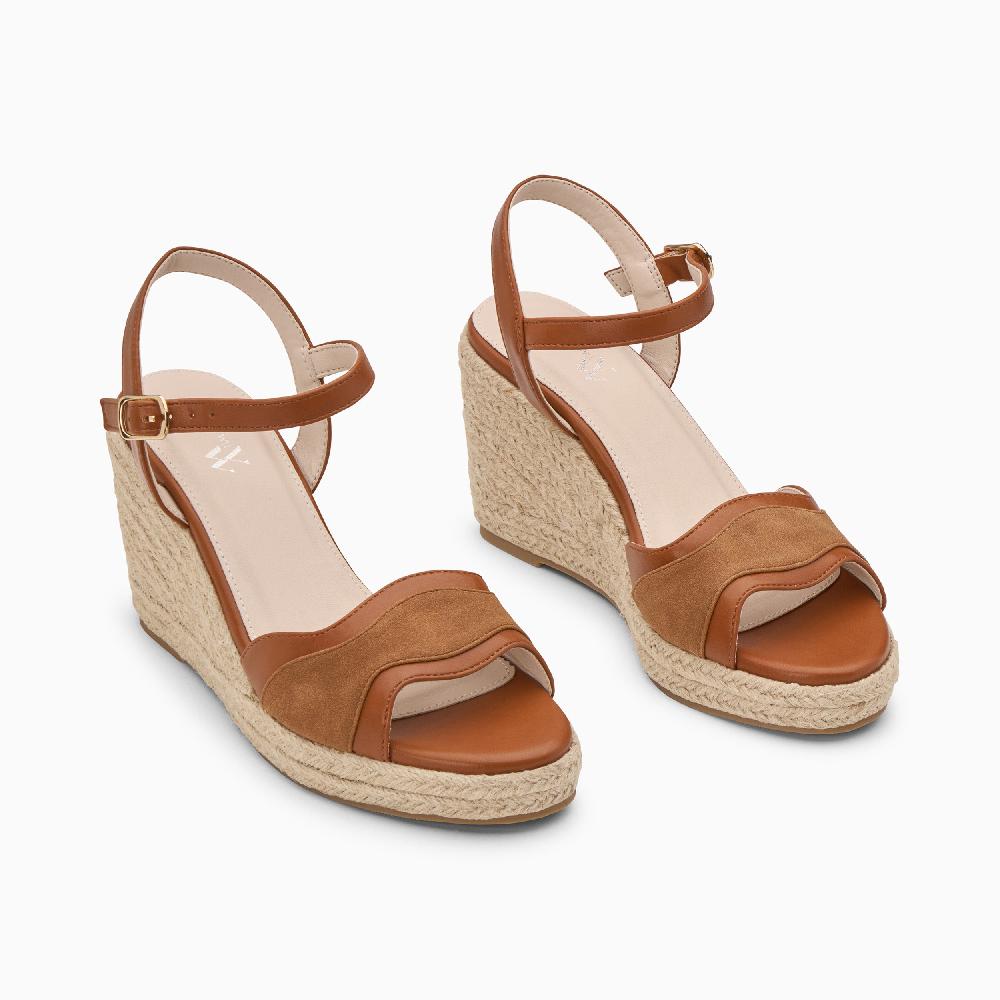 Vanessa Wu Sandales Compensées Luba Camel