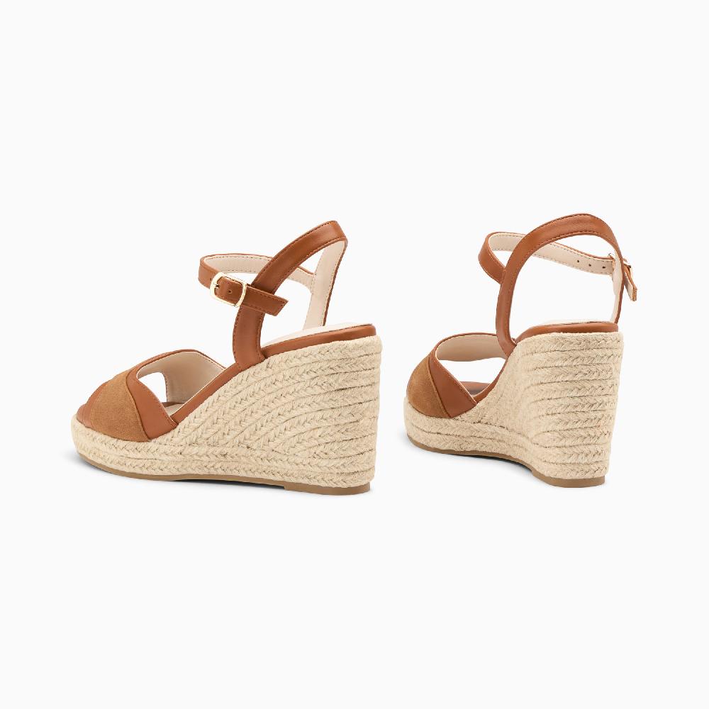 Vanessa Wu Sandales Compensées Luba Camel