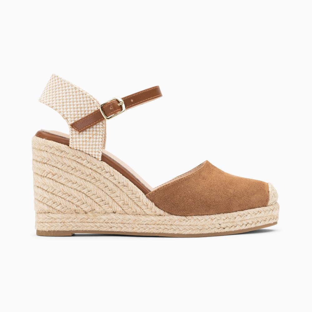 vanessa wu Sandales compensées Mariana noisette