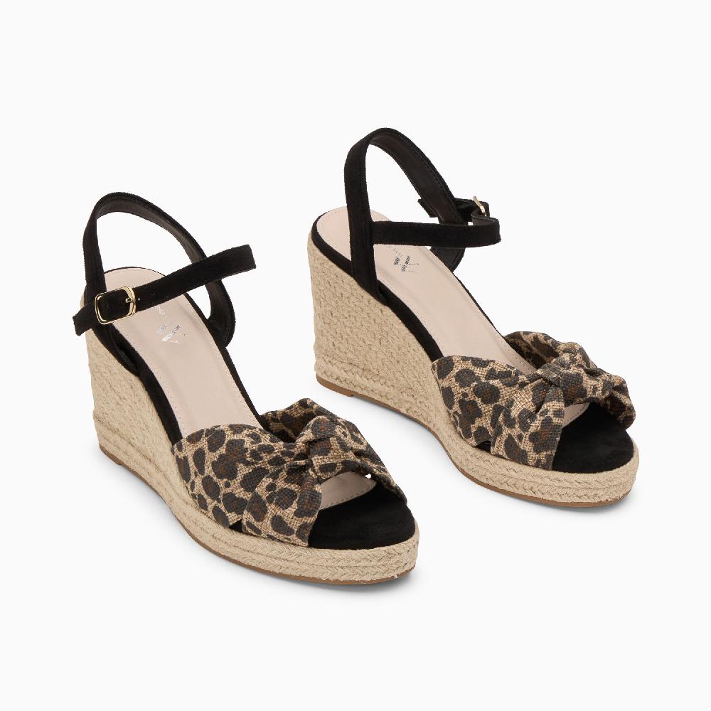 Vanessa Wu Sandales Compensées Nouées Aude Léopard