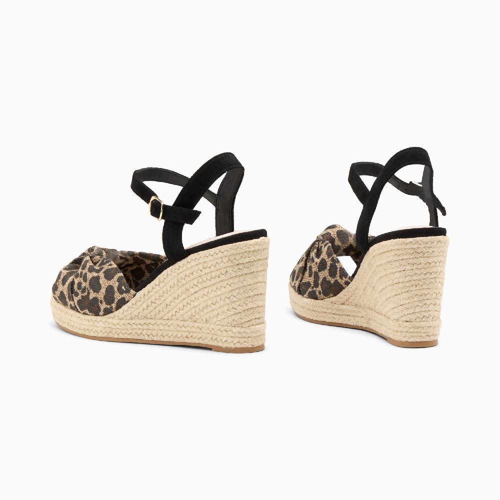 Vanessa Wu Sandales Compensées Nouées Aude Léopard
