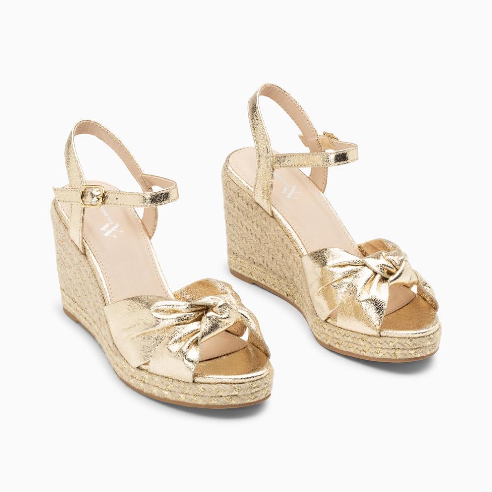 Vanessa Wu Sandales Compensées Nouées Georgina Or