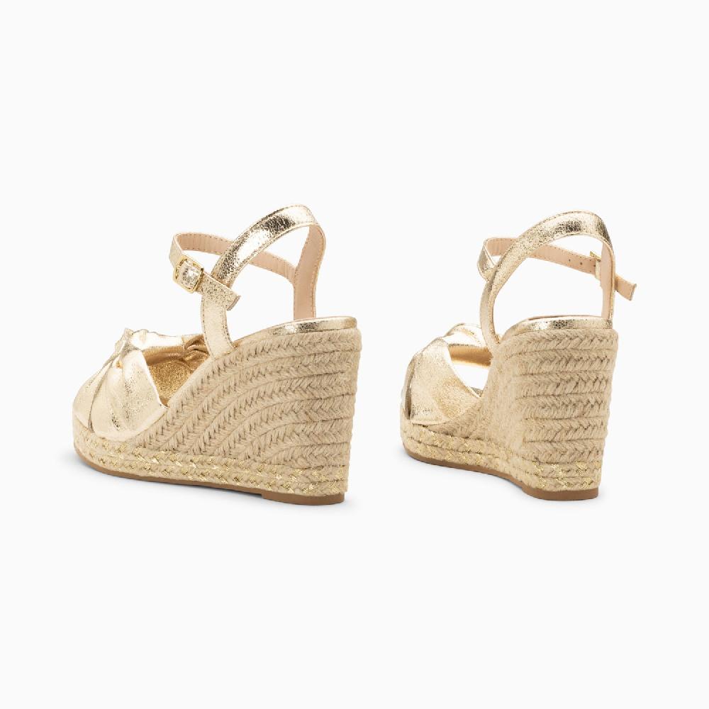 Vanessa Wu Sandales Compensées Nouées Georgina Or