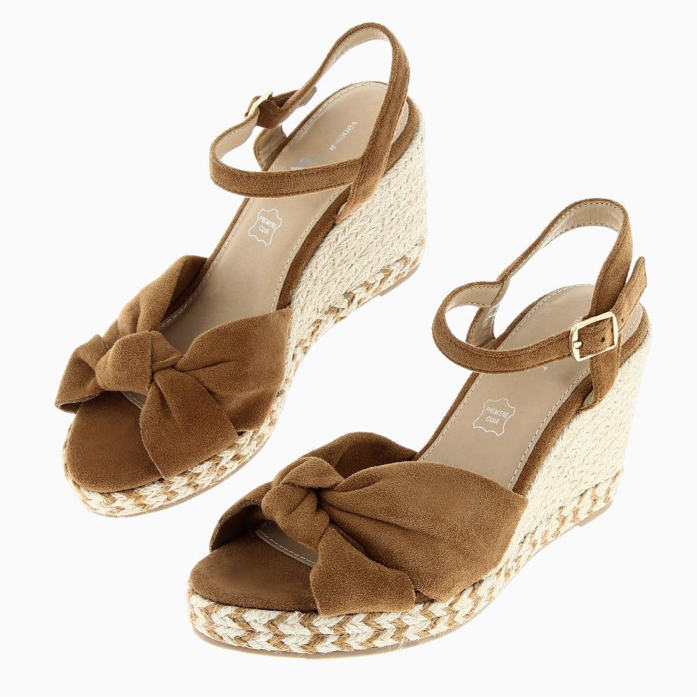 Vanessa Wu Sandales Compensées Nouées Zoëlla Camel