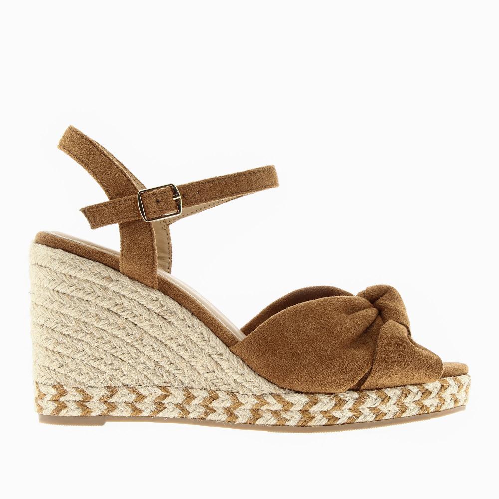 vanessa wu Sandales compensées nouées Zoëlla camel
