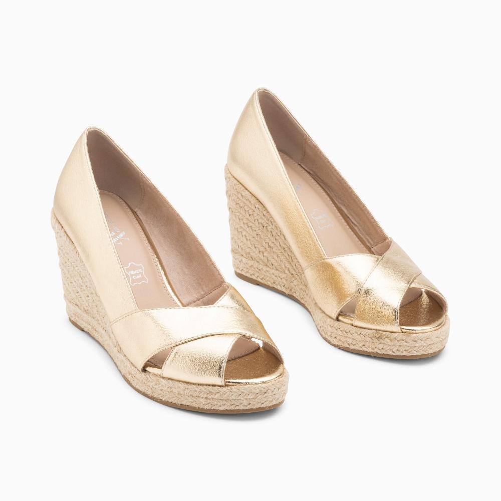 Vanessa Wu Sandales Compensées Peep-toe Léonie Or