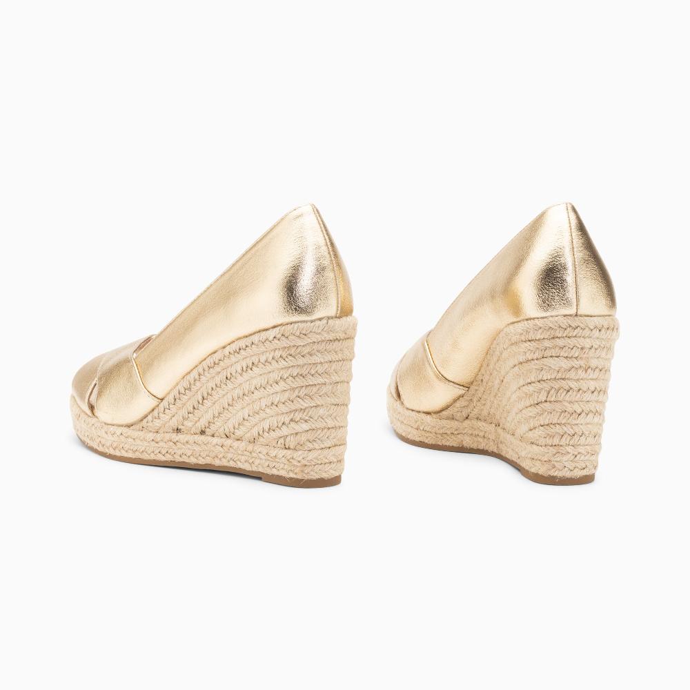 Vanessa Wu Sandales Compensées Peep-toe Léonie Or