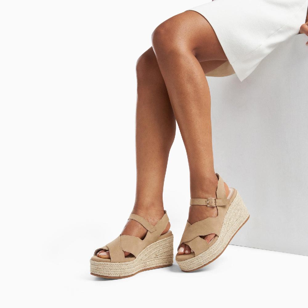 Vanessa Wu Sandales Compensées Théoline Beiges