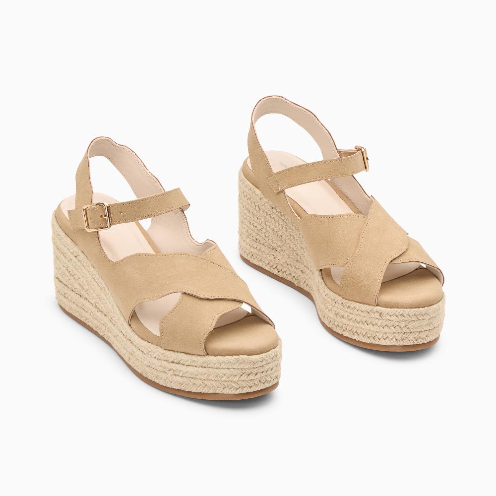 Vanessa Wu Sandales Compensées Théoline Beiges