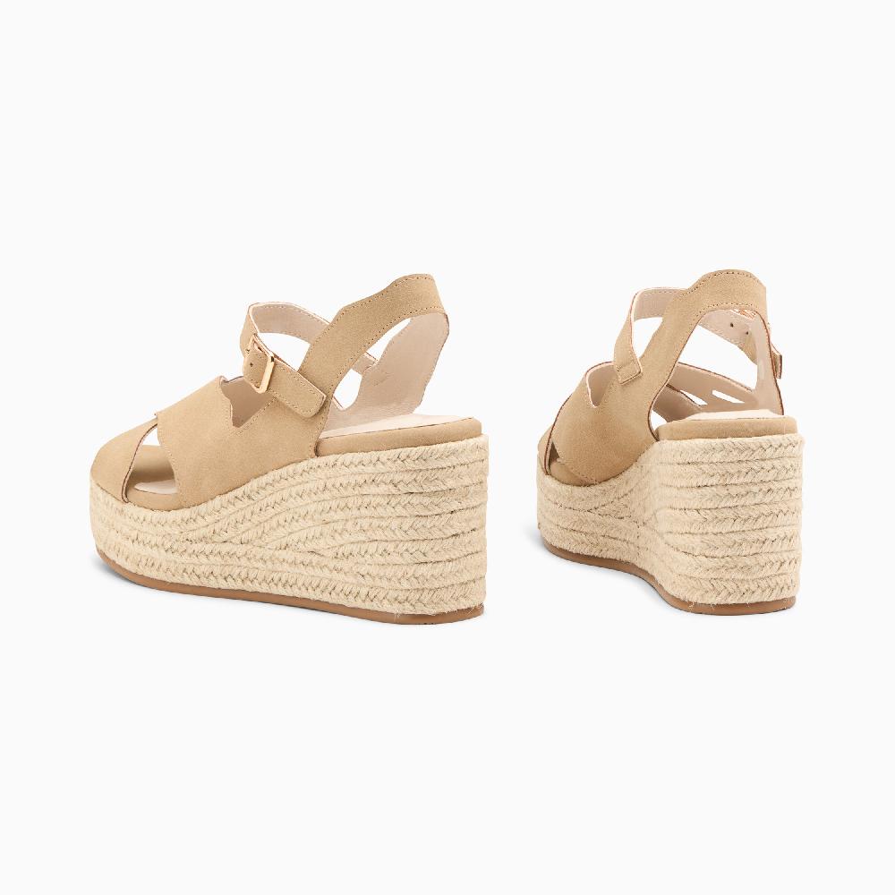 Vanessa Wu Sandales Compensées Théoline Beiges