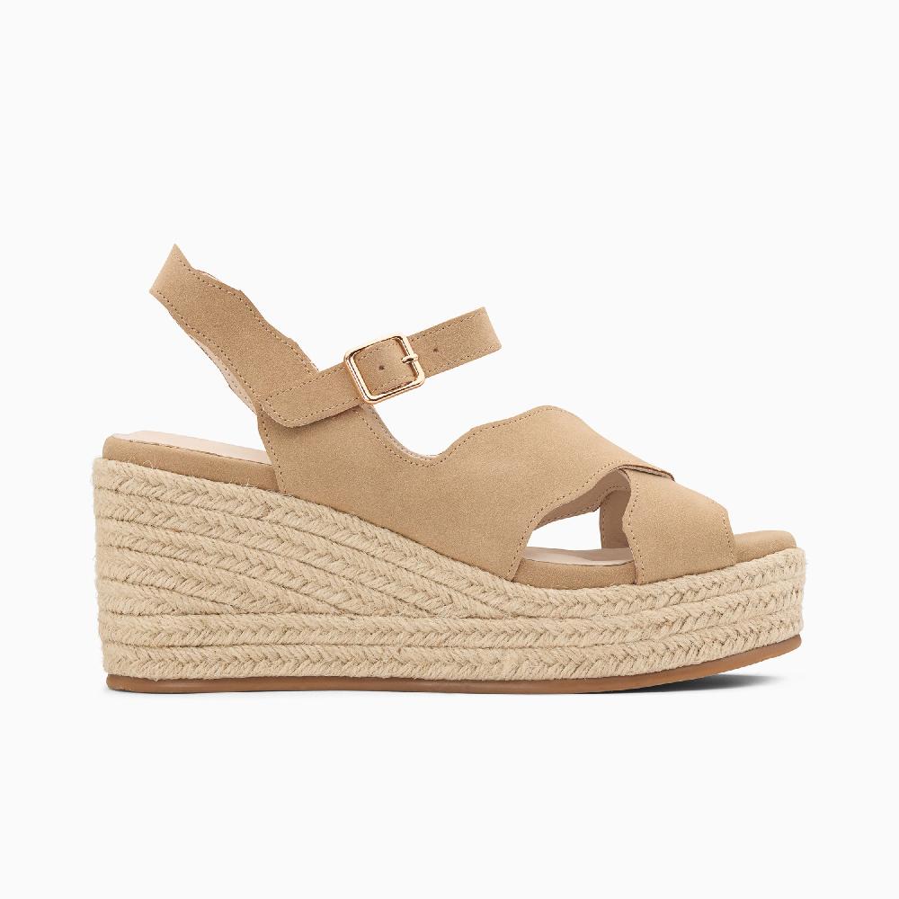 vanessa wu Sandales compensées Théoline beiges