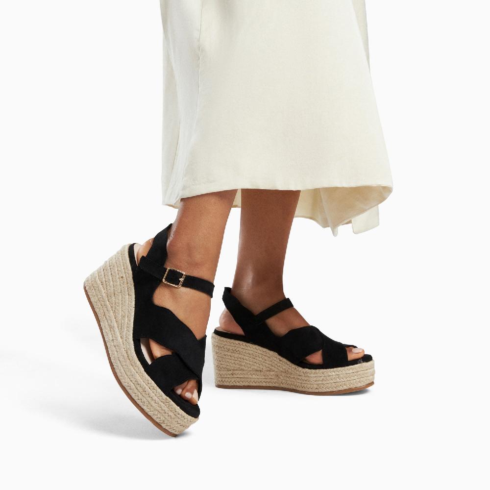 Vanessa Wu Sandales Compensées Théoline Noires
