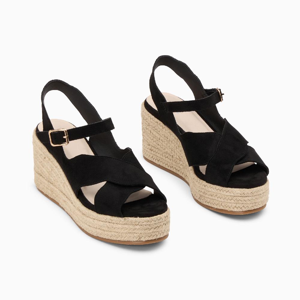 Vanessa Wu Sandales Compensées Théoline Noires