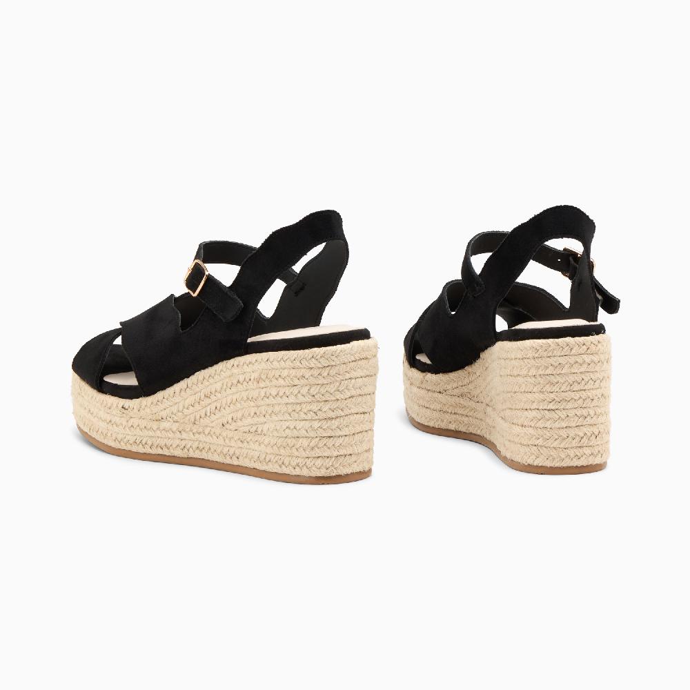 Vanessa Wu Sandales Compensées Théoline Noires