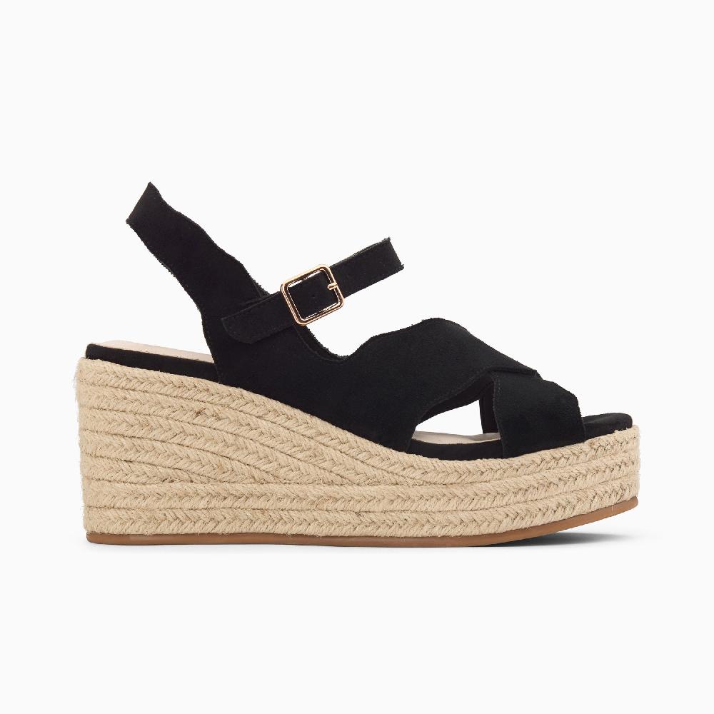 vanessa wu Sandales compensées Théoline noires