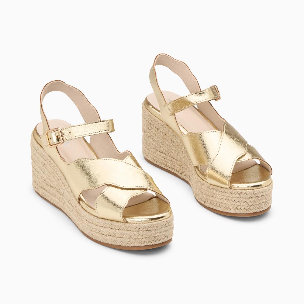 Vanessa Wu Sandales Compensées Théoline Or