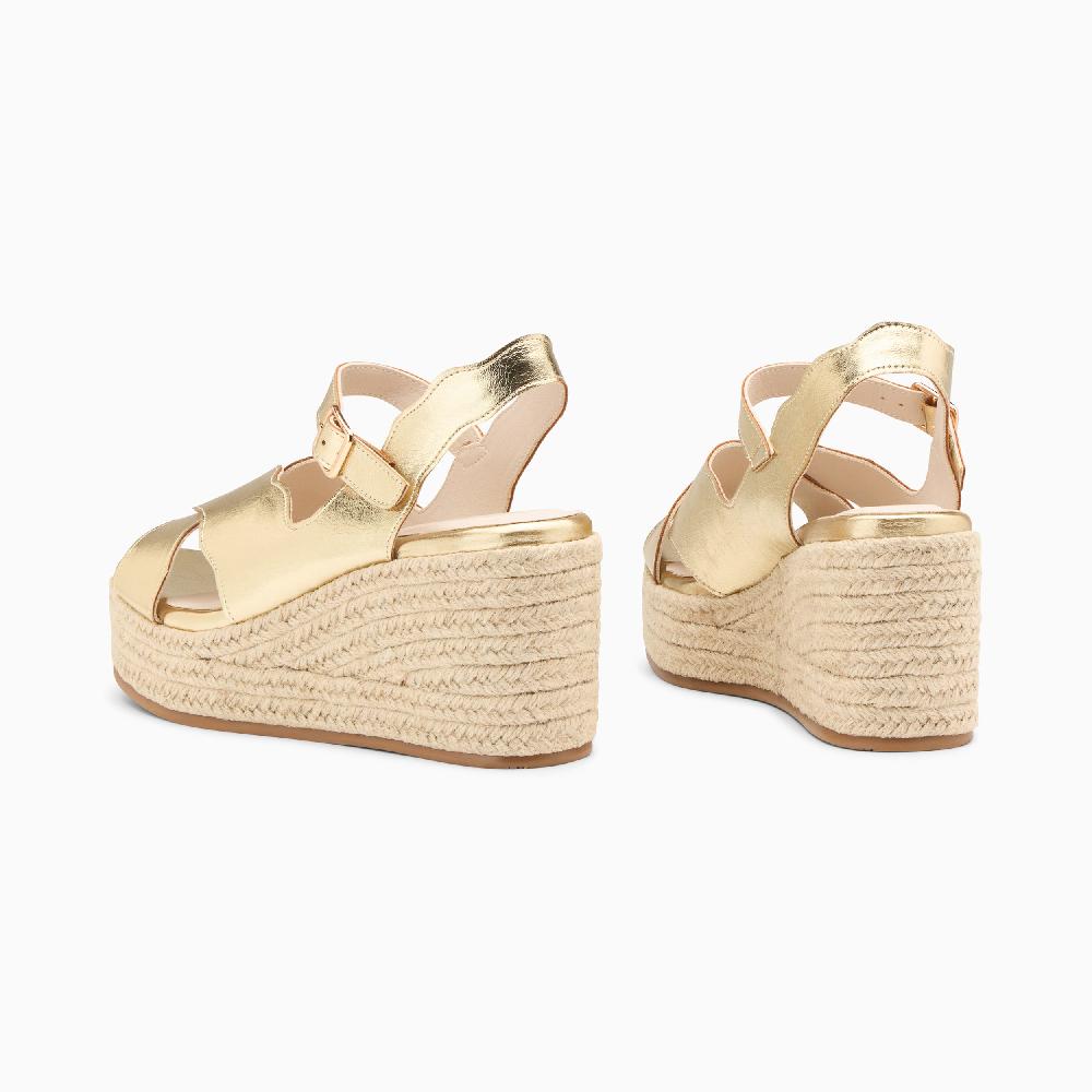 Vanessa Wu Sandales Compensées Théoline Or