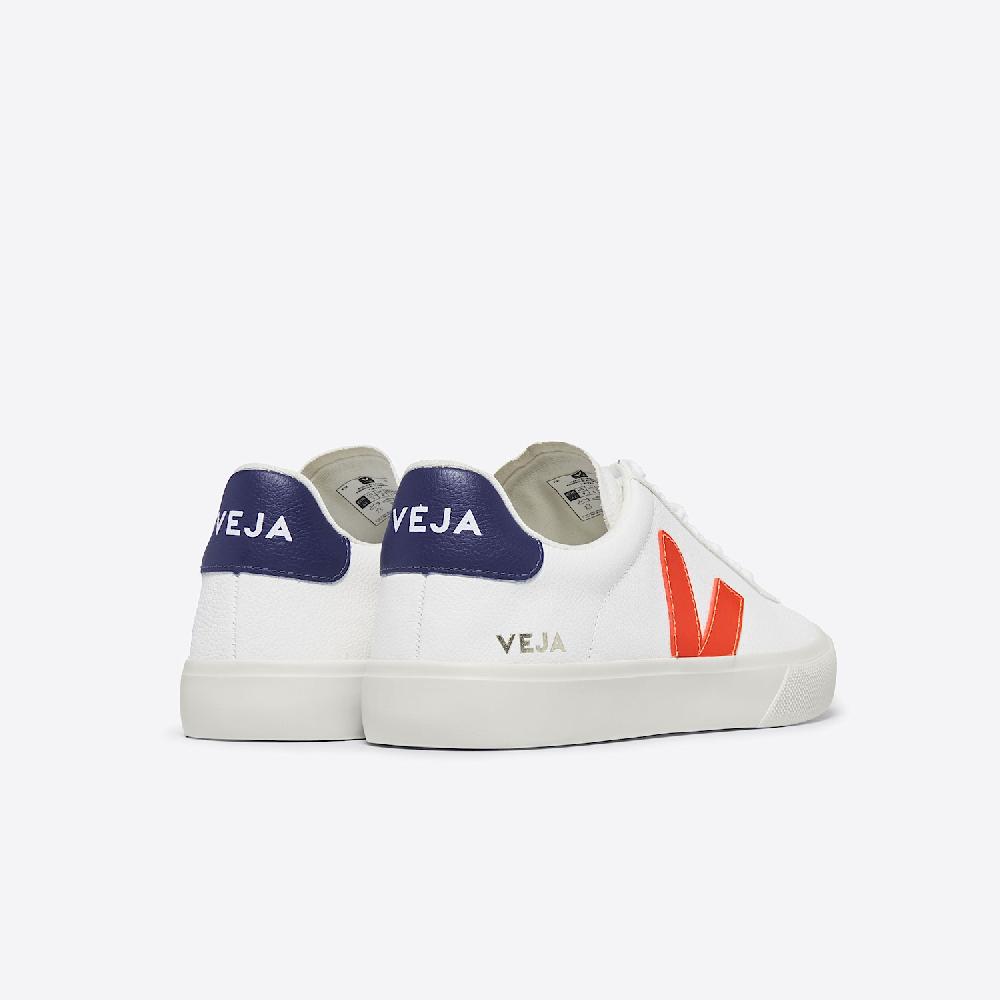 Veja CAMPO LEATHER WHITE ORANGE FLUO