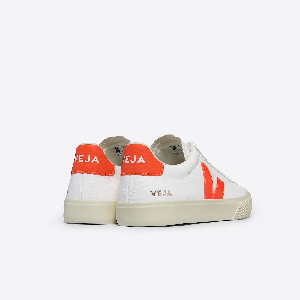 Veja CAMPO LEATHER WHITE ORANGE FLUO