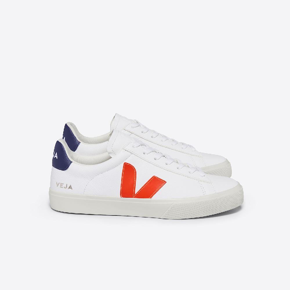 veja CAMPO LEATHER WHITE ORANGE FLUO