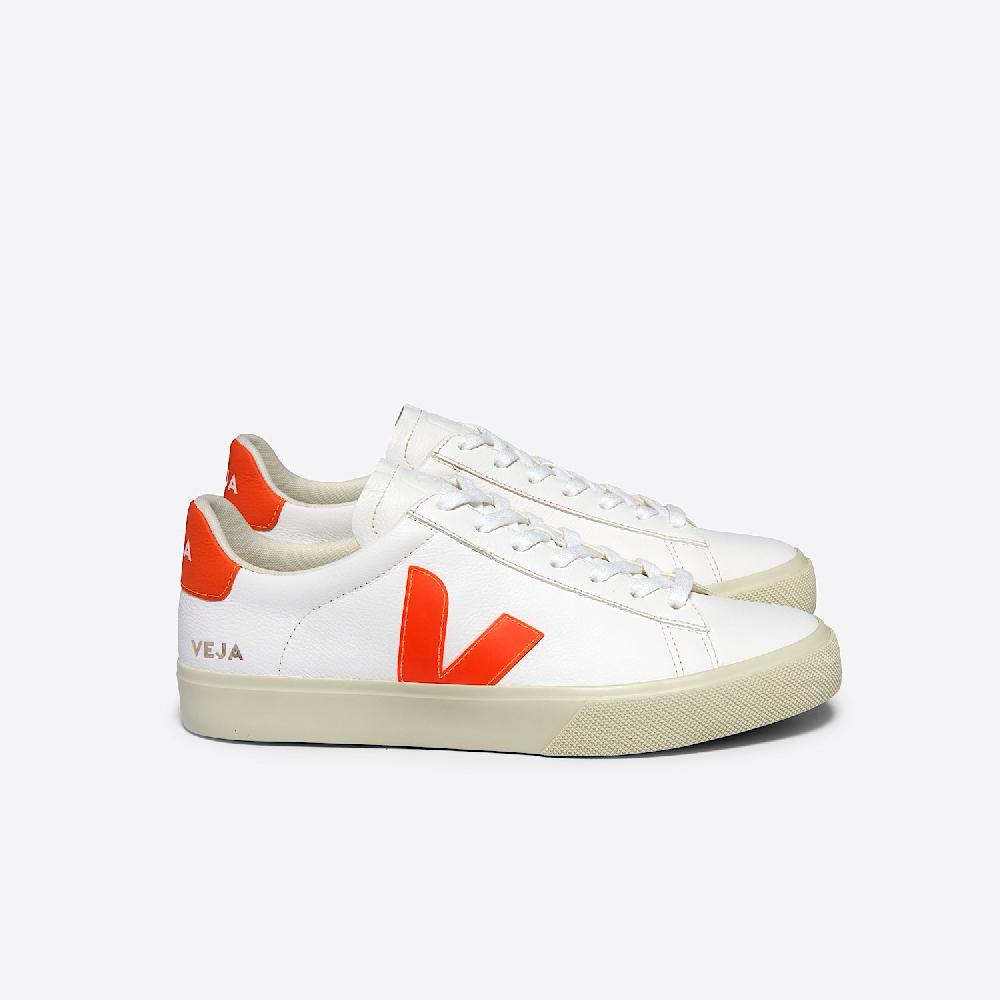 veja CAMPO LEATHER WHITE ORANGE FLUO