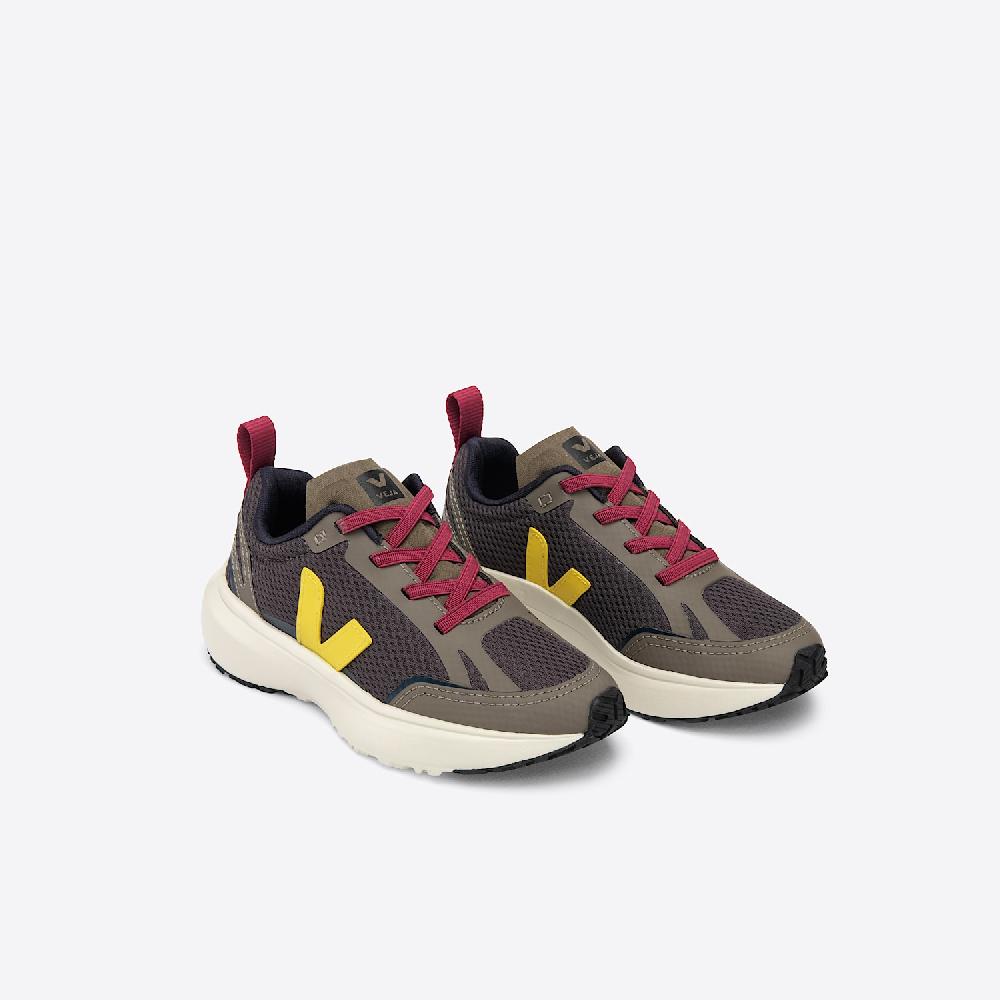 Veja CANARY ELASTIC LACES ALVEOMESH GRAFITE TONIC