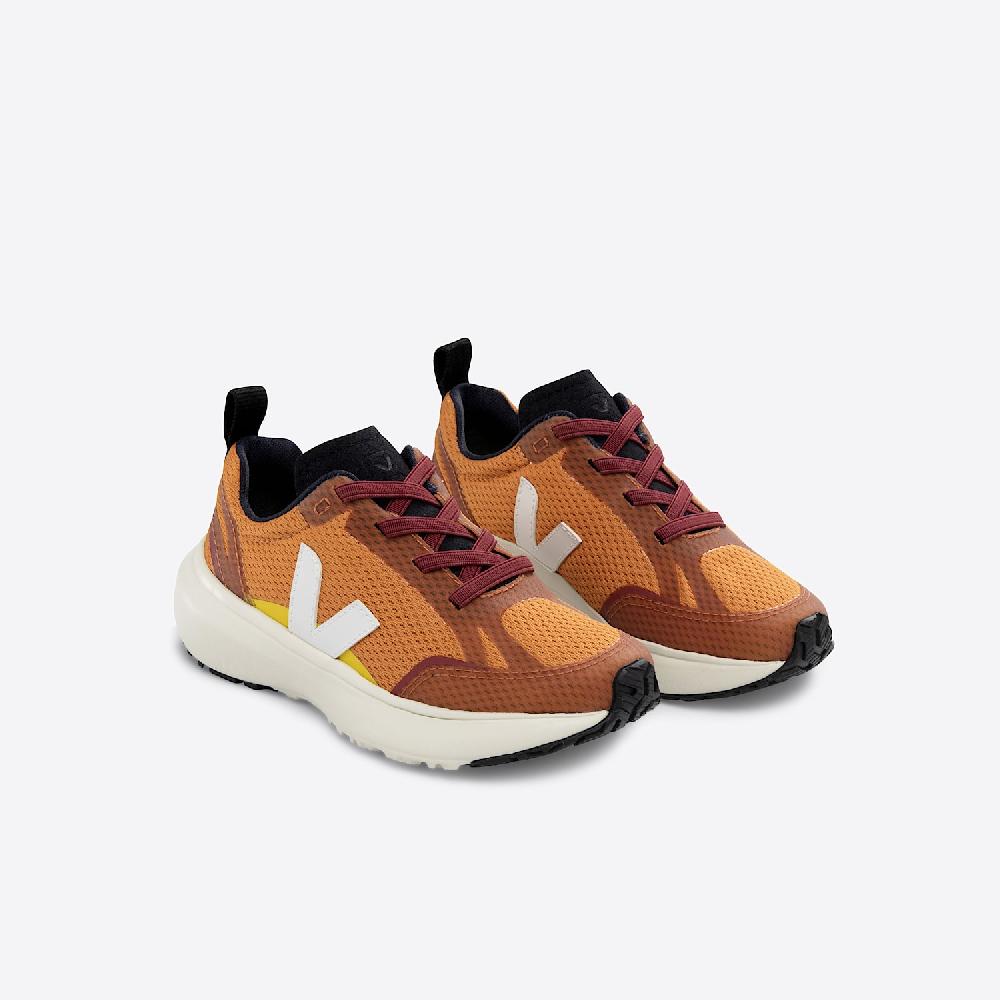 Veja CANARY ELASTIC LACES ALVEOMESH PUMPKIN WHITE