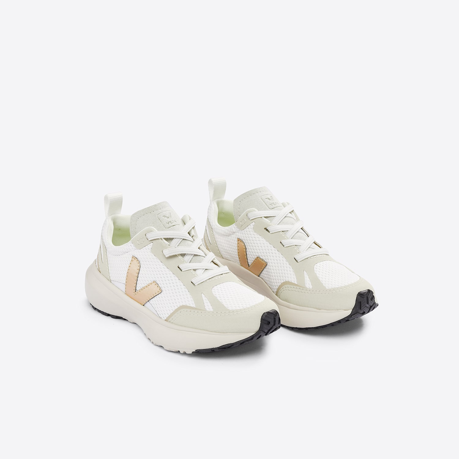 Veja CANARY ELASTIC LACES ALVEOMESH WHITE PLATINE