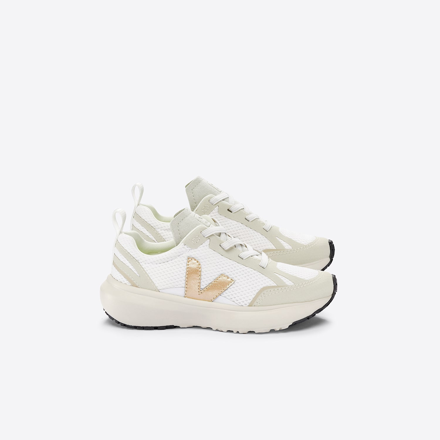 veja CANARY ELASTIC LACES ALVEOMESH WHITE PLATINE