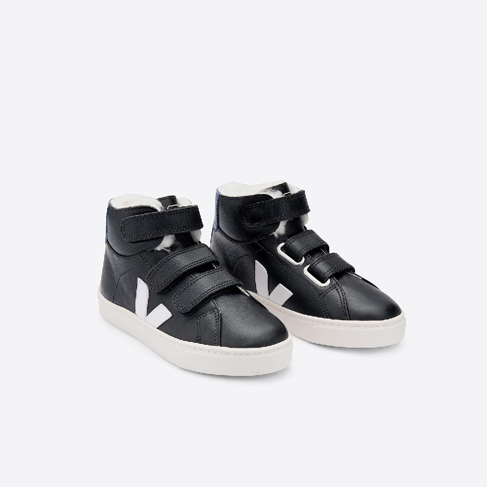 Veja ESPLAR MID FURED LEATHER BLACK WHITE COBALT