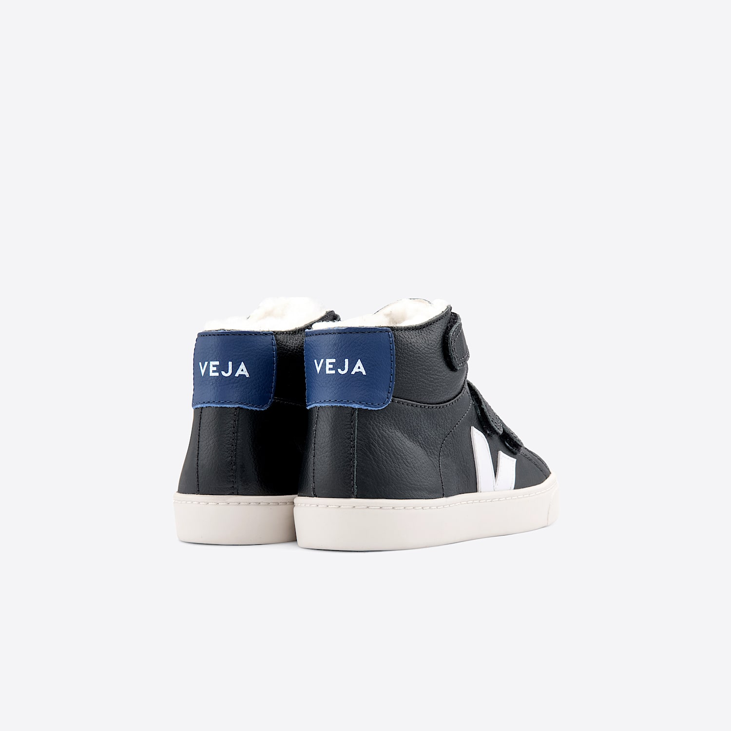 Veja ESPLAR MID FURED LEATHER BLACK WHITE COBALT