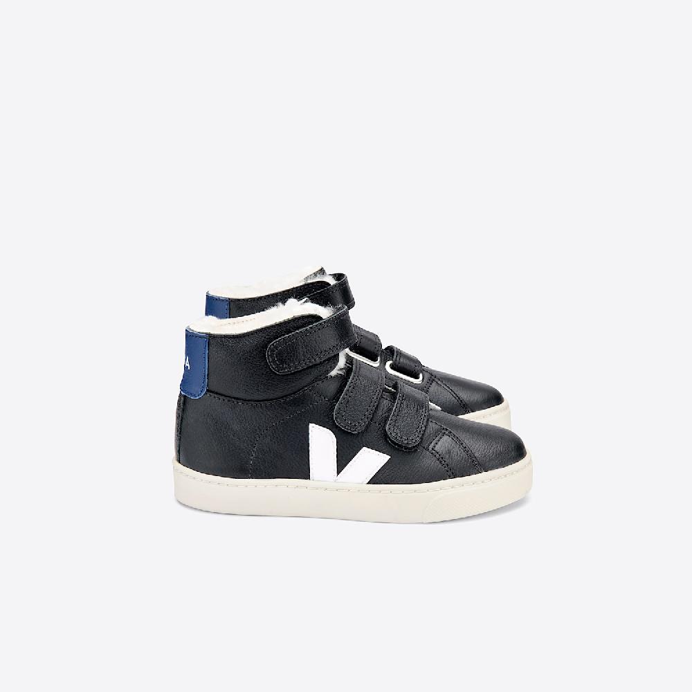 veja ESPLAR MID FURED LEATHER BLACK WHITE COBALT