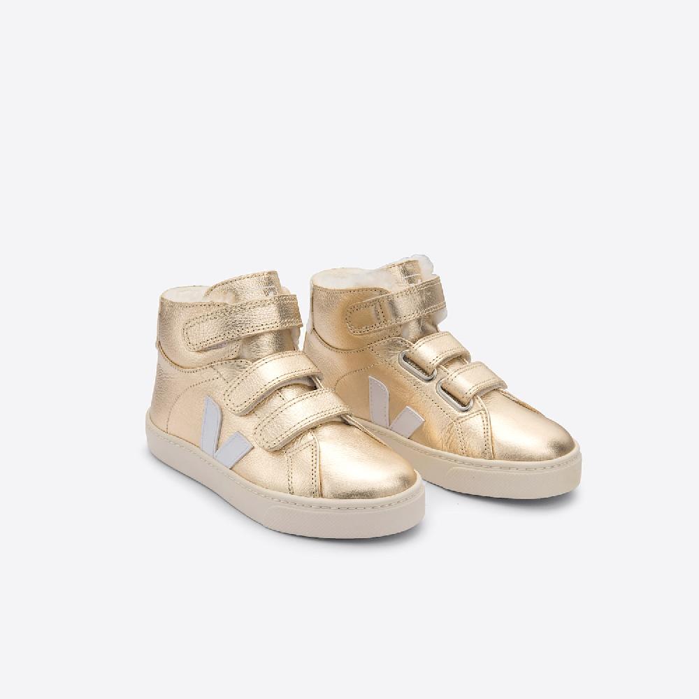 Veja ESPLAR MID FURED LEATHER PLATINE WHITE