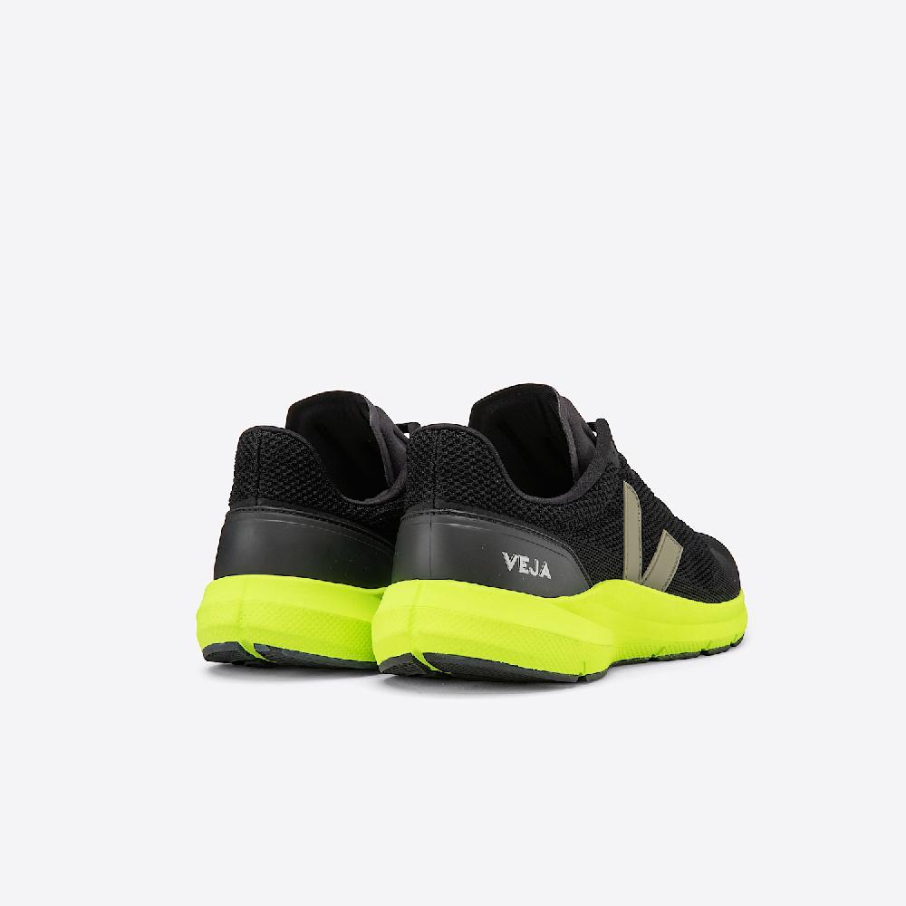 Veja MARLIN LT V-KNIT BLACK KAKI JAUNE FLUO