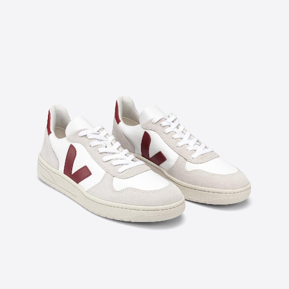 Veja V-10 B-MESH WHITE NATURAL MARSALA