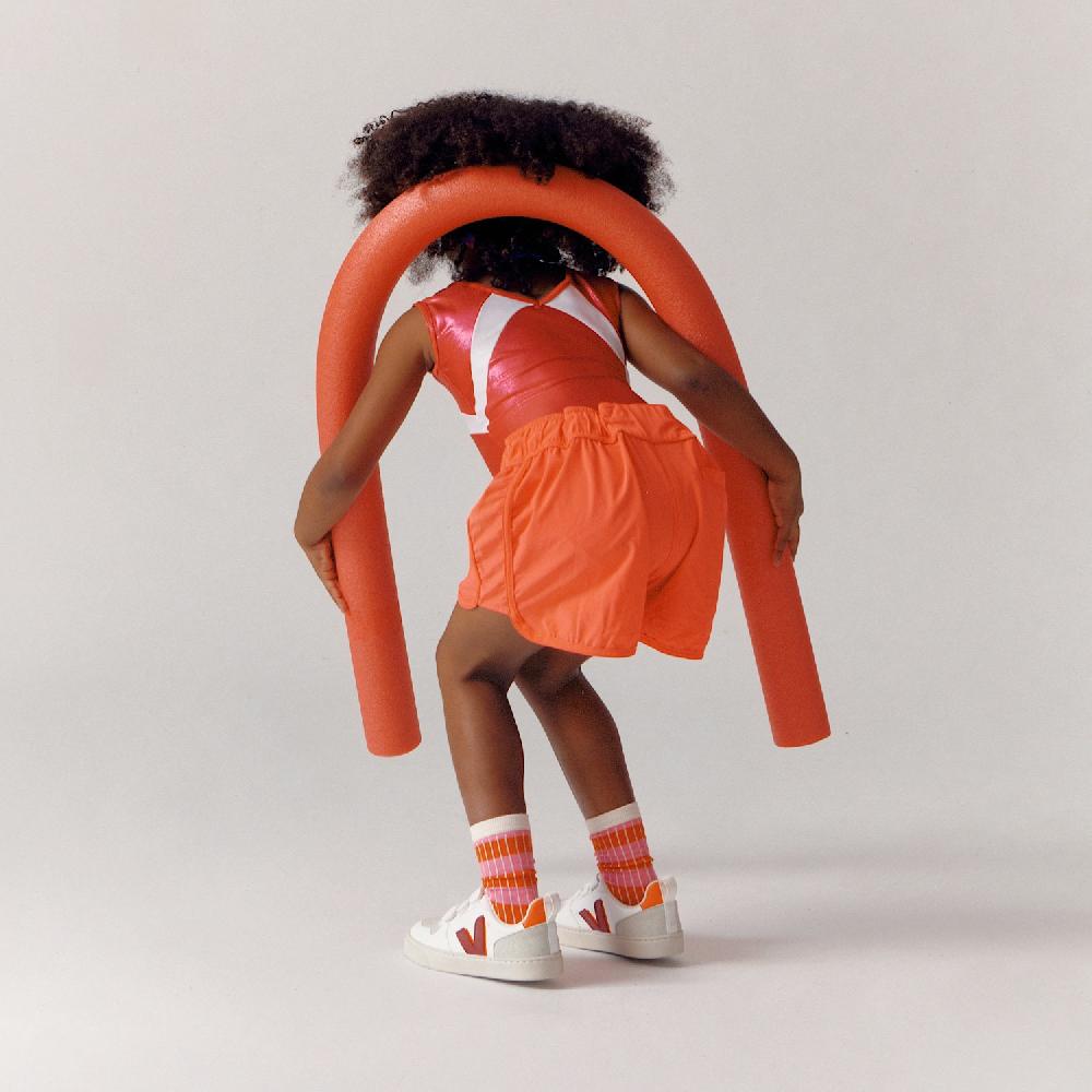 Veja V-10 CWL WHITE MARSALA ORANGE FLUO