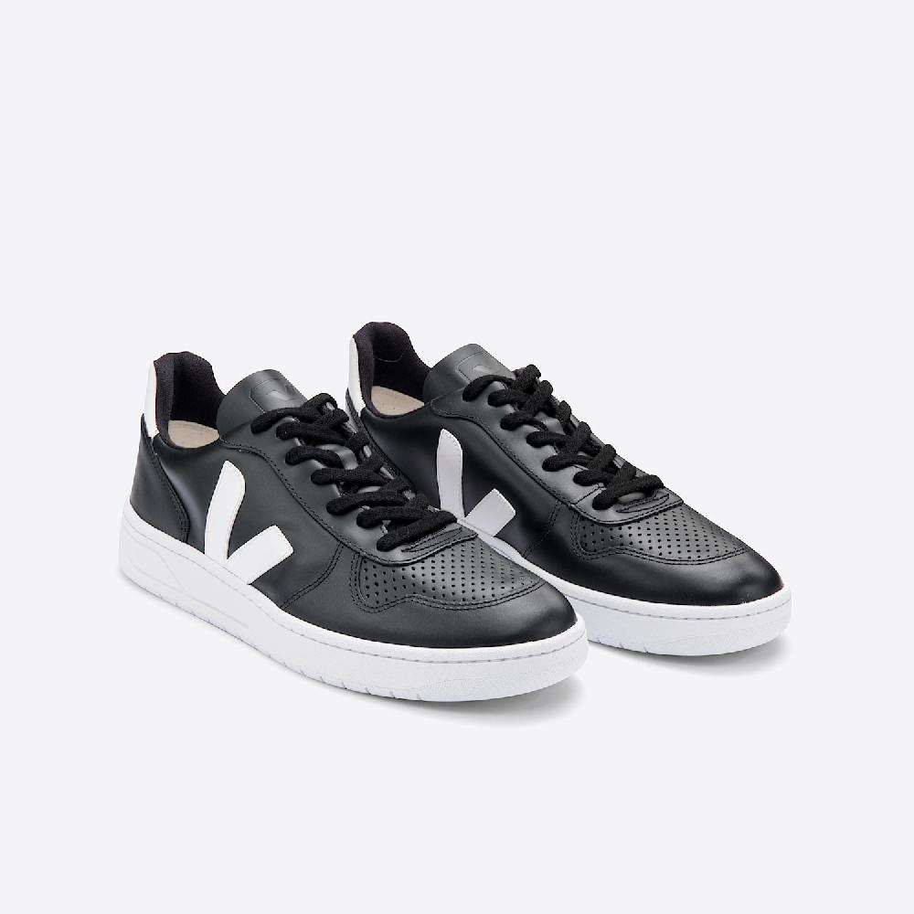 Veja V-10 LEATHER BLACK WHITE WHITE SOLE