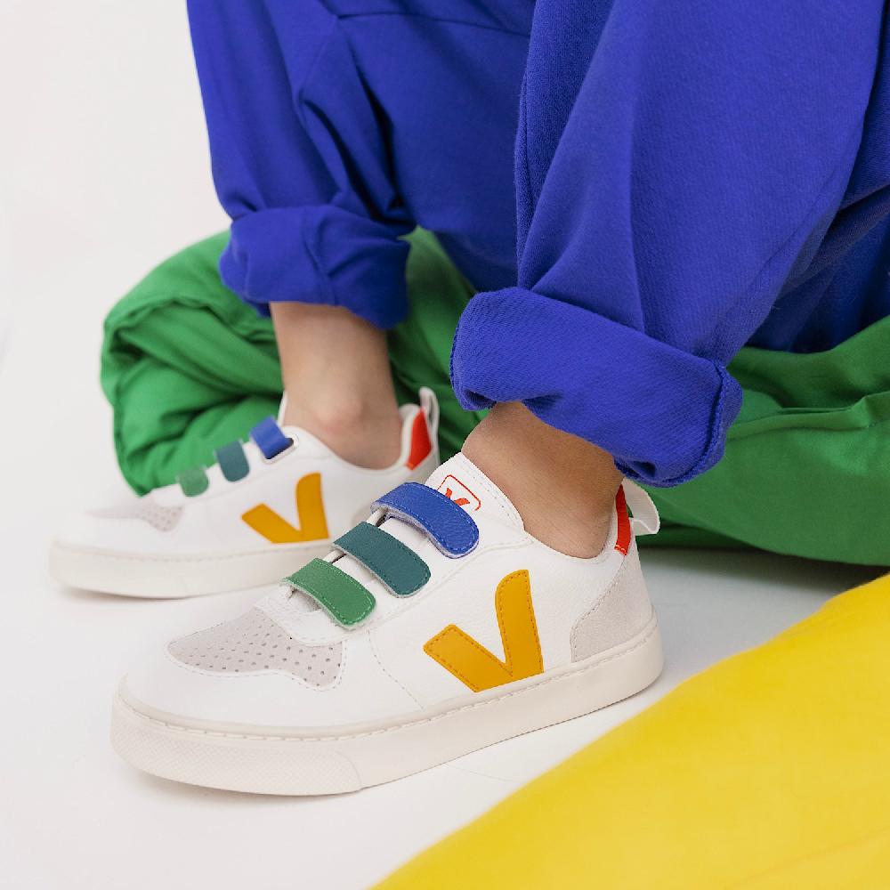 Veja V-10 LEATHER MULTICO WHITE OURO