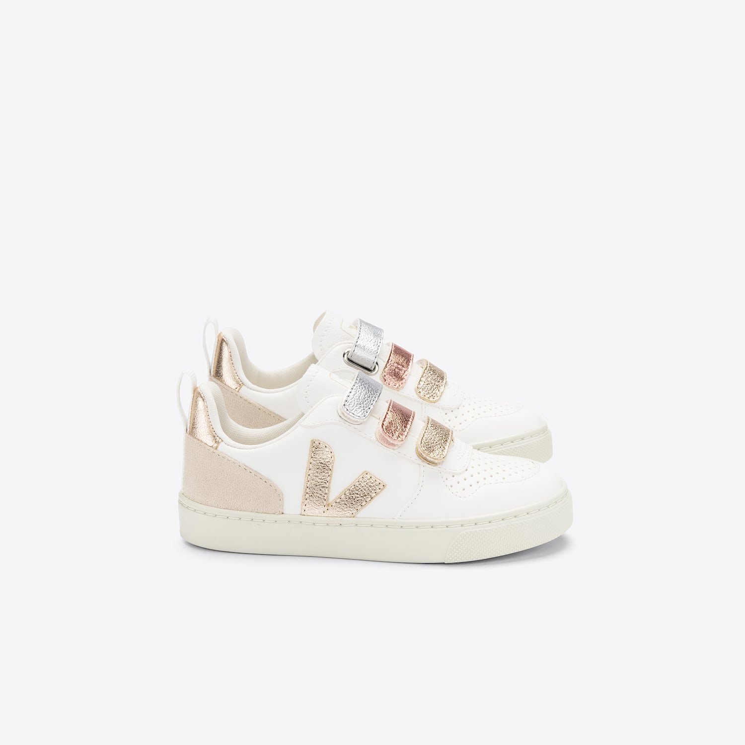veja V-10 LEATHER MULTICO WHITE SHINY