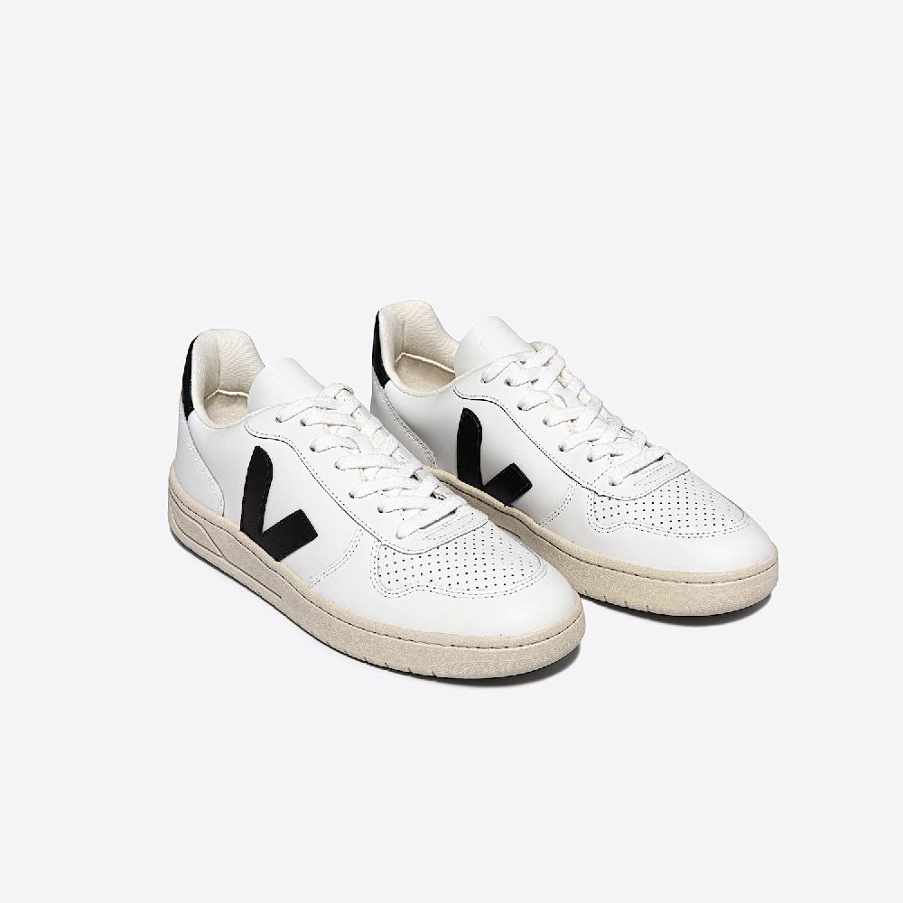Veja V-10 LEATHER WHITE BLACK
