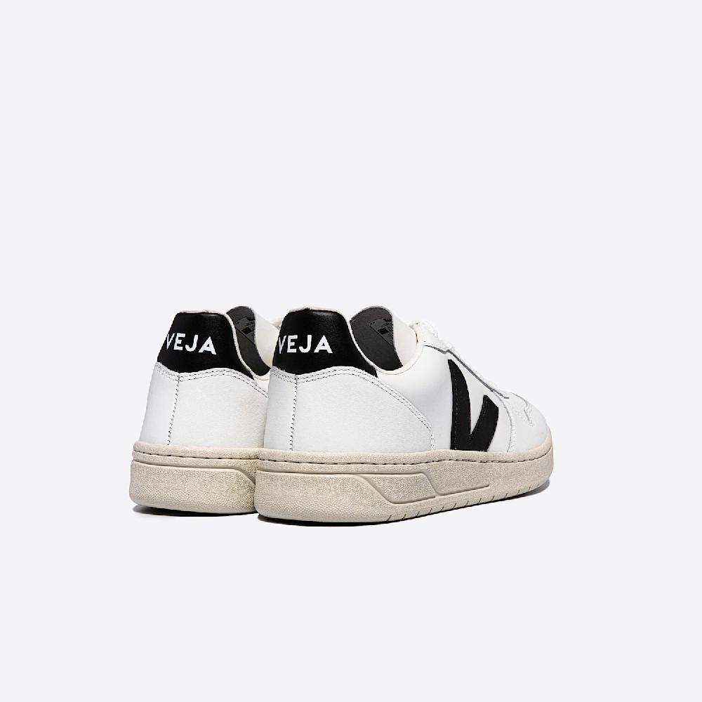Veja V-10 LEATHER WHITE BLACK