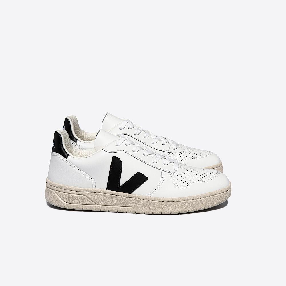 veja V-10 LEATHER WHITE BLACK