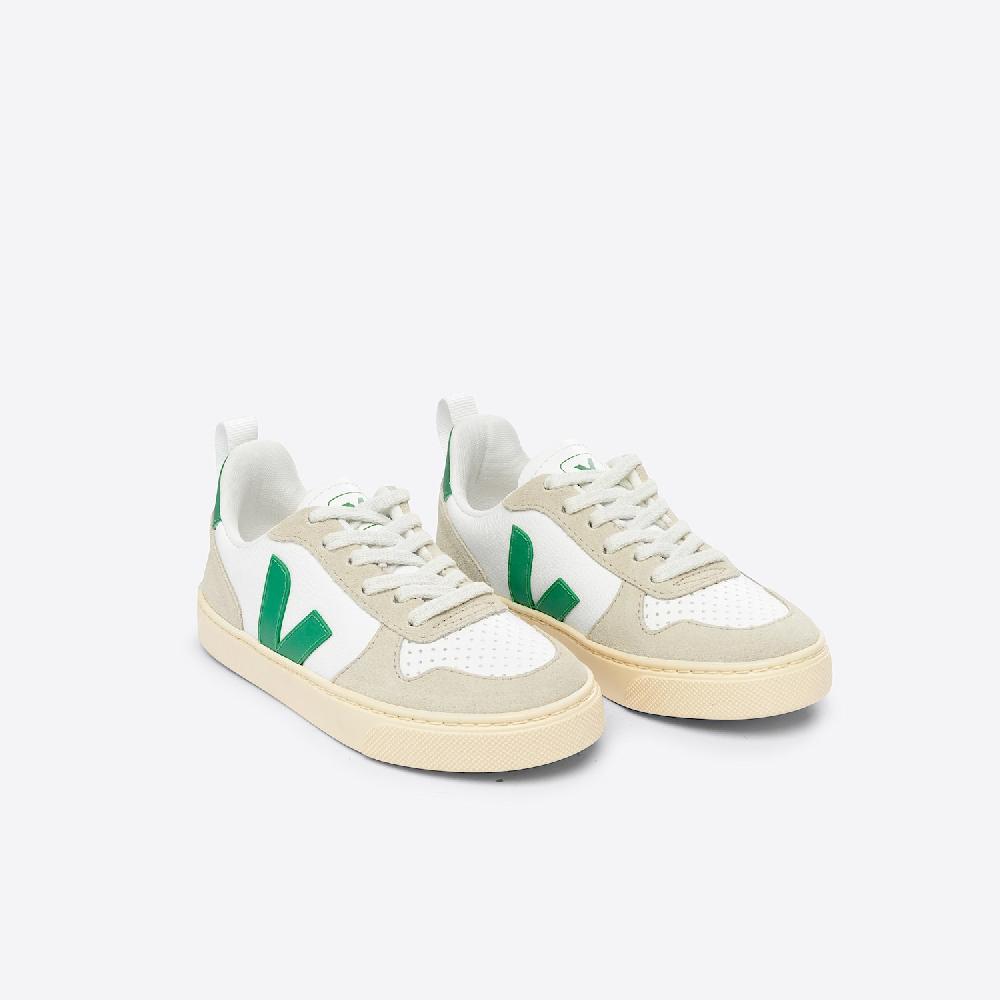 Veja V-10 LEATHER WHITE EMERAUDE ALMOND
